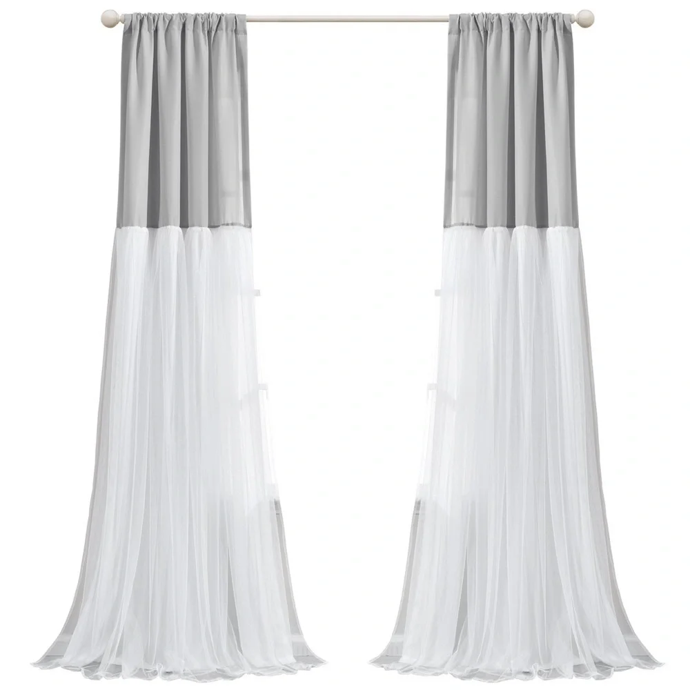 Lush Decor Tulle Skirt Colorblock Window Curtains